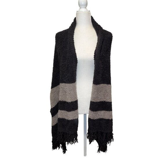Barefoot Dreams CozyChic Striped Shawl Wrap With Fringe Edges One Size - Picture 1 of 4